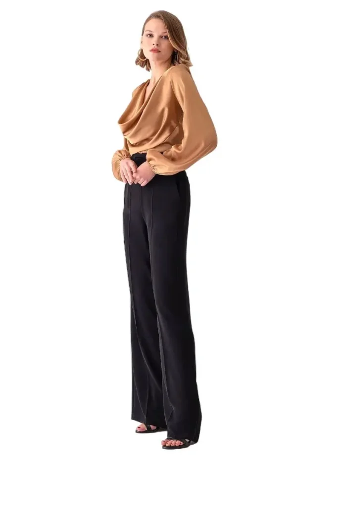 MOTRATi Luna gold cowl neck bodysuit – luxurious, flattering bodysuit with elegant cowl neck design, perfect for evening wear and special occasions