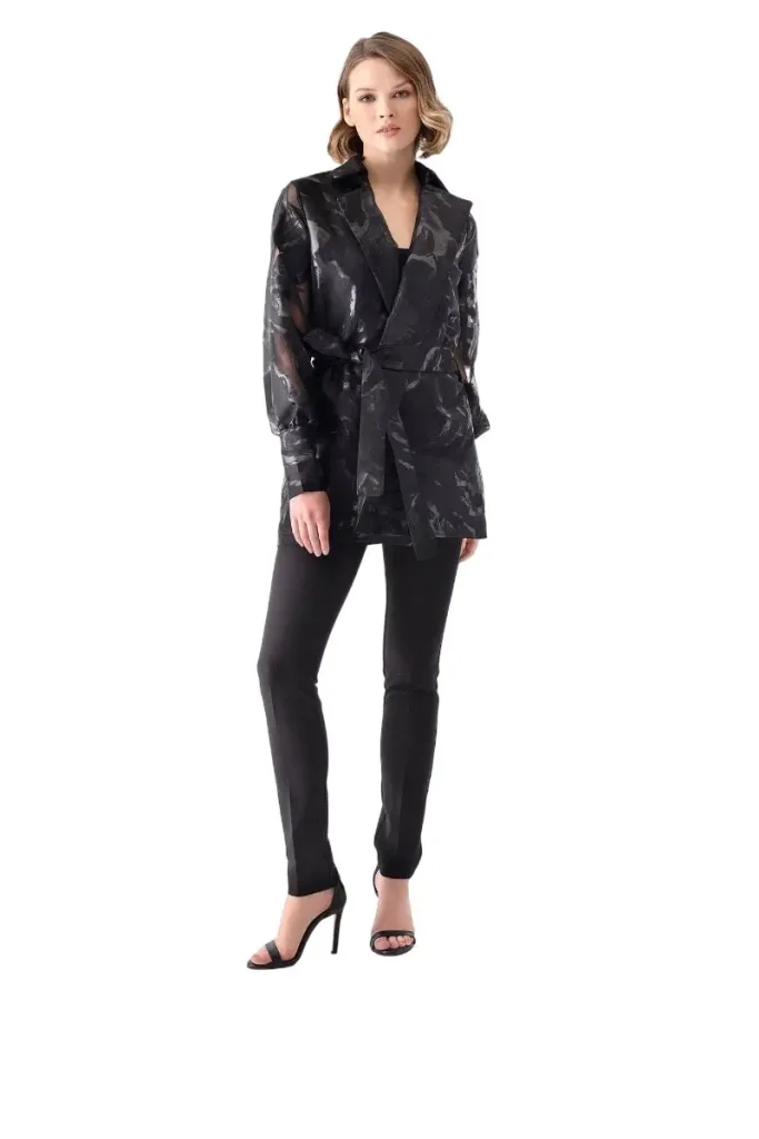 Chic women's sheer organza jacket – stylish lightweight layering piece perfect for any occasion, from casual outings to elegant evenings