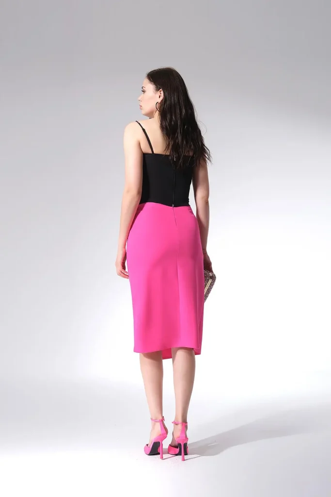 Black skirt with front slit for everyday and workwear