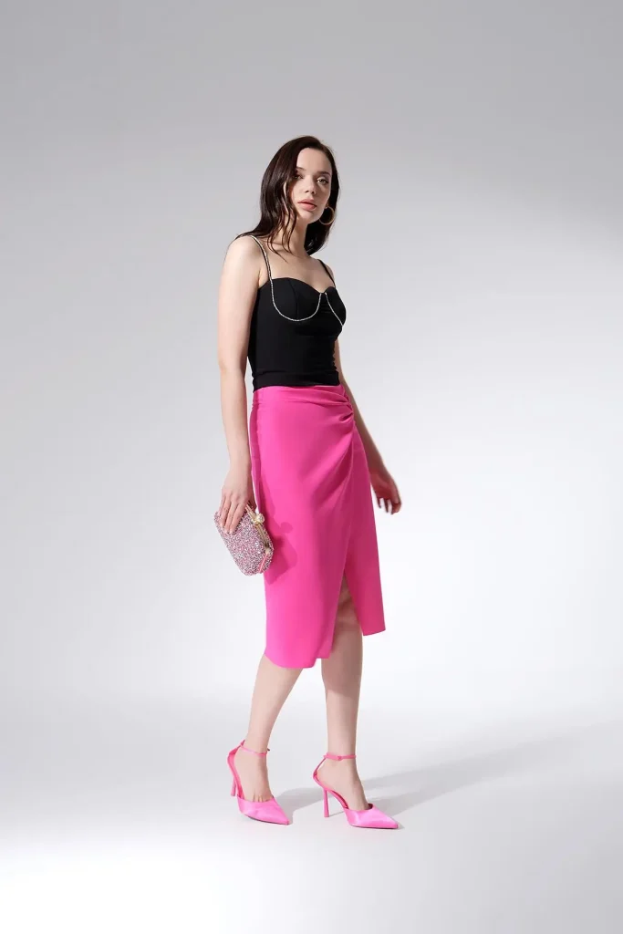 Black skirt with front slit for everyday and workwear