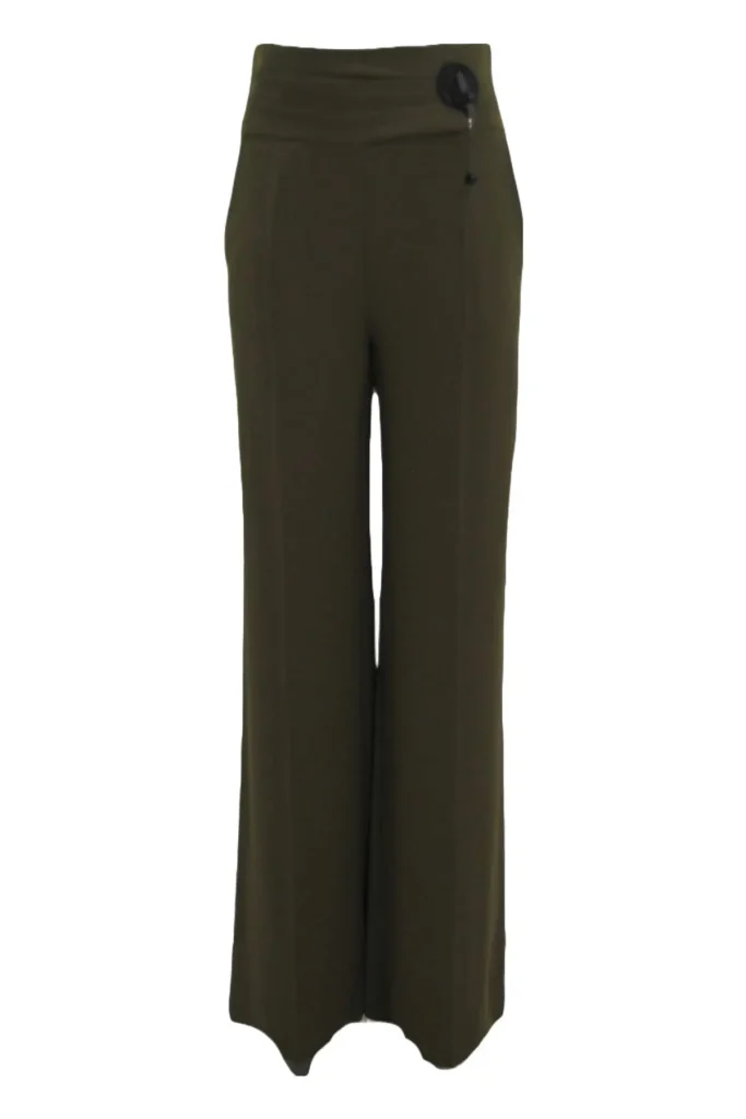 Azurra high-rise wide-leg green women's pants – stylish and comfortable trousers, perfect for casual or office wear, offering a flattering fit and bold color