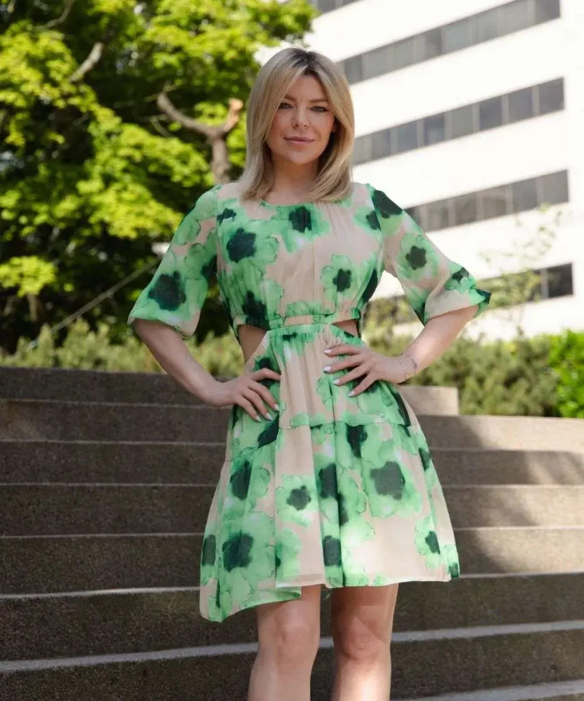 Cesara green floral summer dress – vibrant and feminine dress, perfect for warm weather occasions, offering a comfortable and stylish fit for casual outings or garden parties