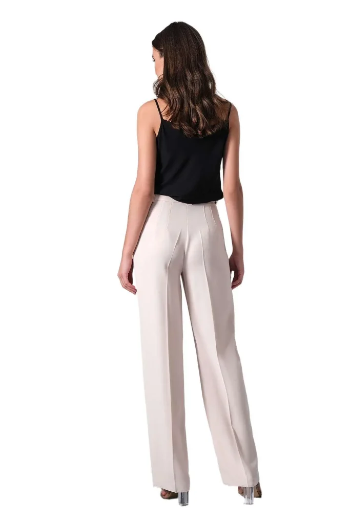 Contessa sand wide-leg high-waisted women's pants – stylish and comfortable trousers, perfect for casual or professional wear, offering a flattering fit and elegant silhouette