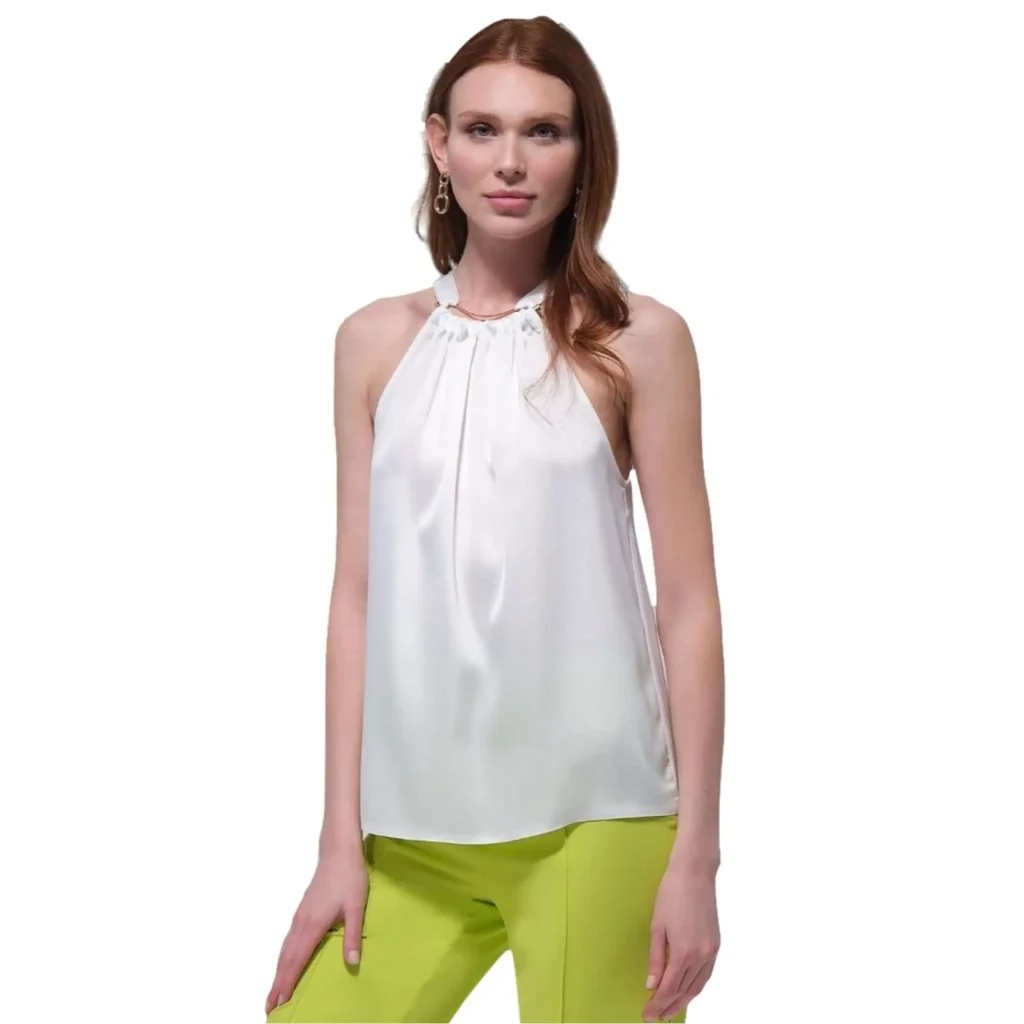 Gretta Sleeveless Top - Black White Gold Accent Top - Motrati