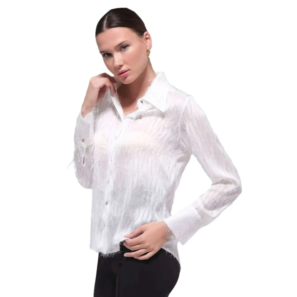 Isotta Tailored Collared Shirt - White Black Button Up Shirt - Motrati