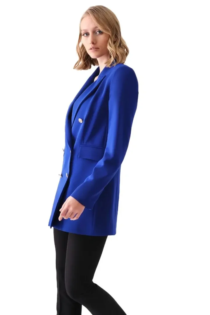 MOTRATi Lorenza blue jacket – stylish, tailored blue jacket, perfect for chic office wear and modern professional attire
