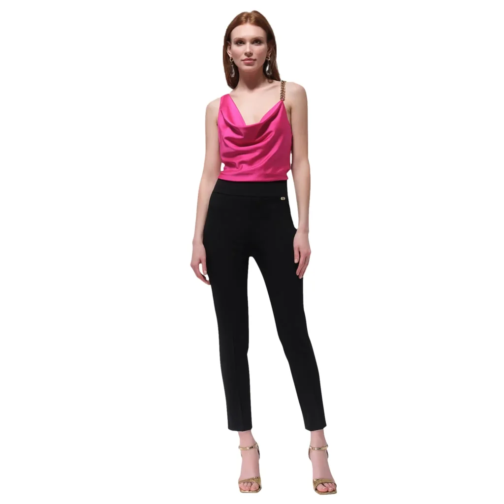Shop stylish Renata black skinny pants, designed for a flattering fit with a sleek, high-waisted silhouette. Perfect for professional and casual wear, these pants pair effortlessly with a variety of tops, offering versatile comfort and chic sophistication.
