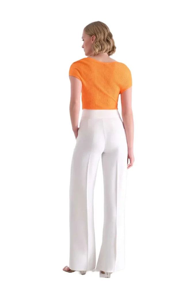 Vitalia white long wide-leg trousers with pockets – elegant and dressy trousers, perfect for office wear, formal events, or evening outings, featuring a flattering wide-leg design and practical pockets