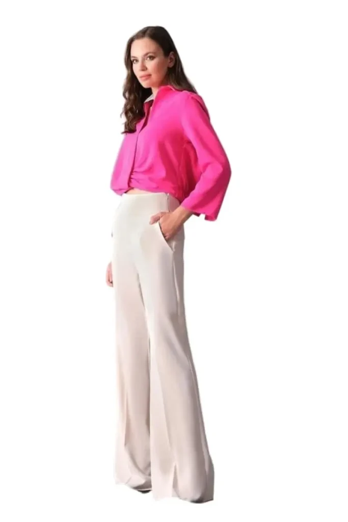 Vitalia High Waisted Wide Leg Pants in White and Black - Motrati