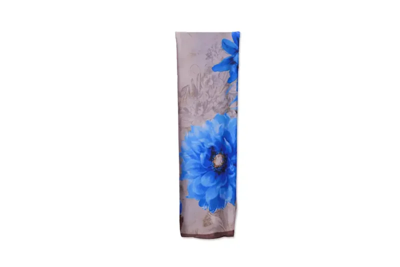 100% Silk Fiore Blue Art - Image 4