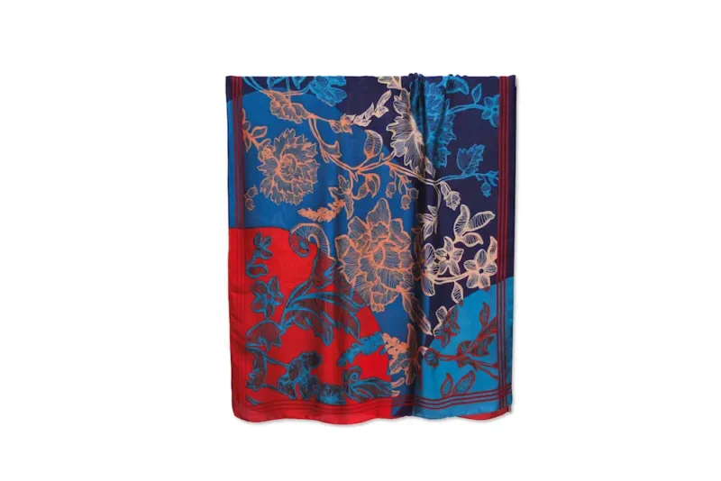 100% Silk Scarf Fiore Rosso - Image 3