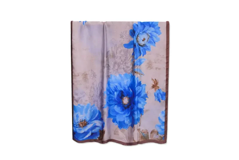 100% Silk Fiore Blue Art - Image 3