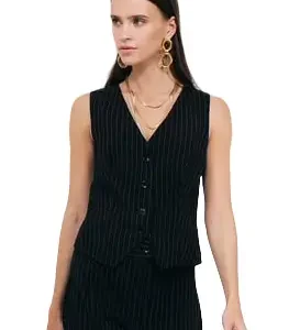 Tailored Striped Vest - Black & White Professional Set - Motrati