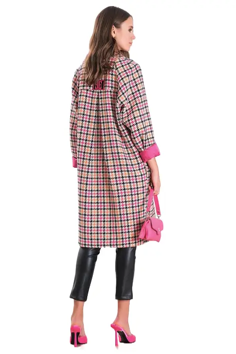 Double-Breasted- Plaid-Patterned--pink-coat--