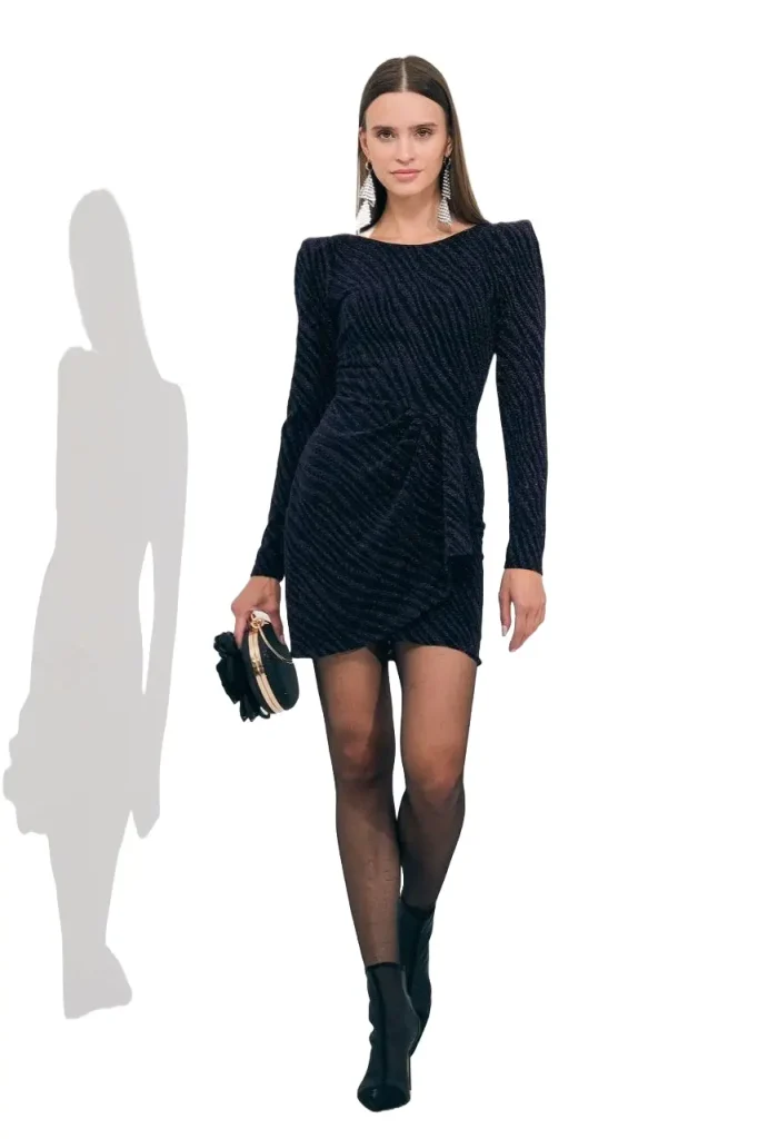 Shiny Zebra Print Dress - Blue and Purple with Puffy Sleeves - Motrati