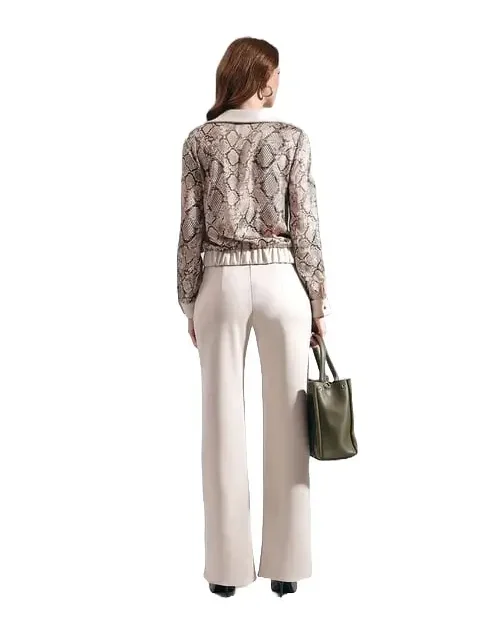 Speranza-snake-print-collared-long-sleeves-blouse-beige