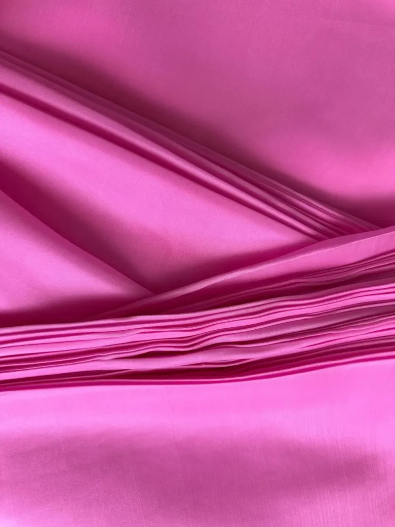 Authentic Italian Mulberry Silk Satin fabric with glossy finish, smooth texture, and luxurious drape