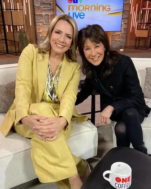Keri Adams CTV News wearing MOTRATI Yellow Printed Blouse for television journalism