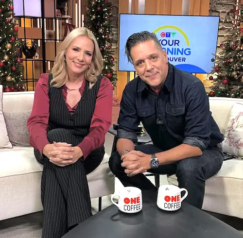CTV News Anchor Keri Adams wearing complete MOTRATI pants and vest outfit for professional news anchor wardrobe