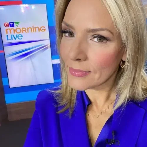 Keri Adams wearing MOTRATi Keri Adams Wearing MOTRATi Outfit In Royal Blue E1764803610384 - Vancouver TV personality in Italian luxury fashion, featured on MOTRATi blog