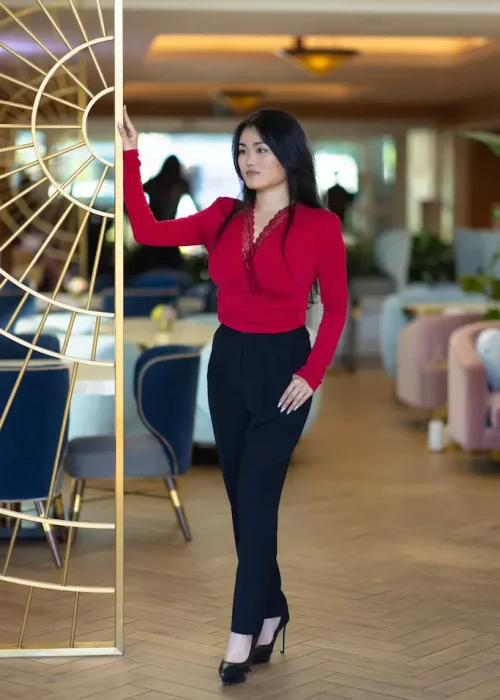 Zina stretchy fitted red bodysuit – sleek and stylish bodysuit, perfect for evening wear, casual outings, or layering, featuring a form-fitting design and bold red color